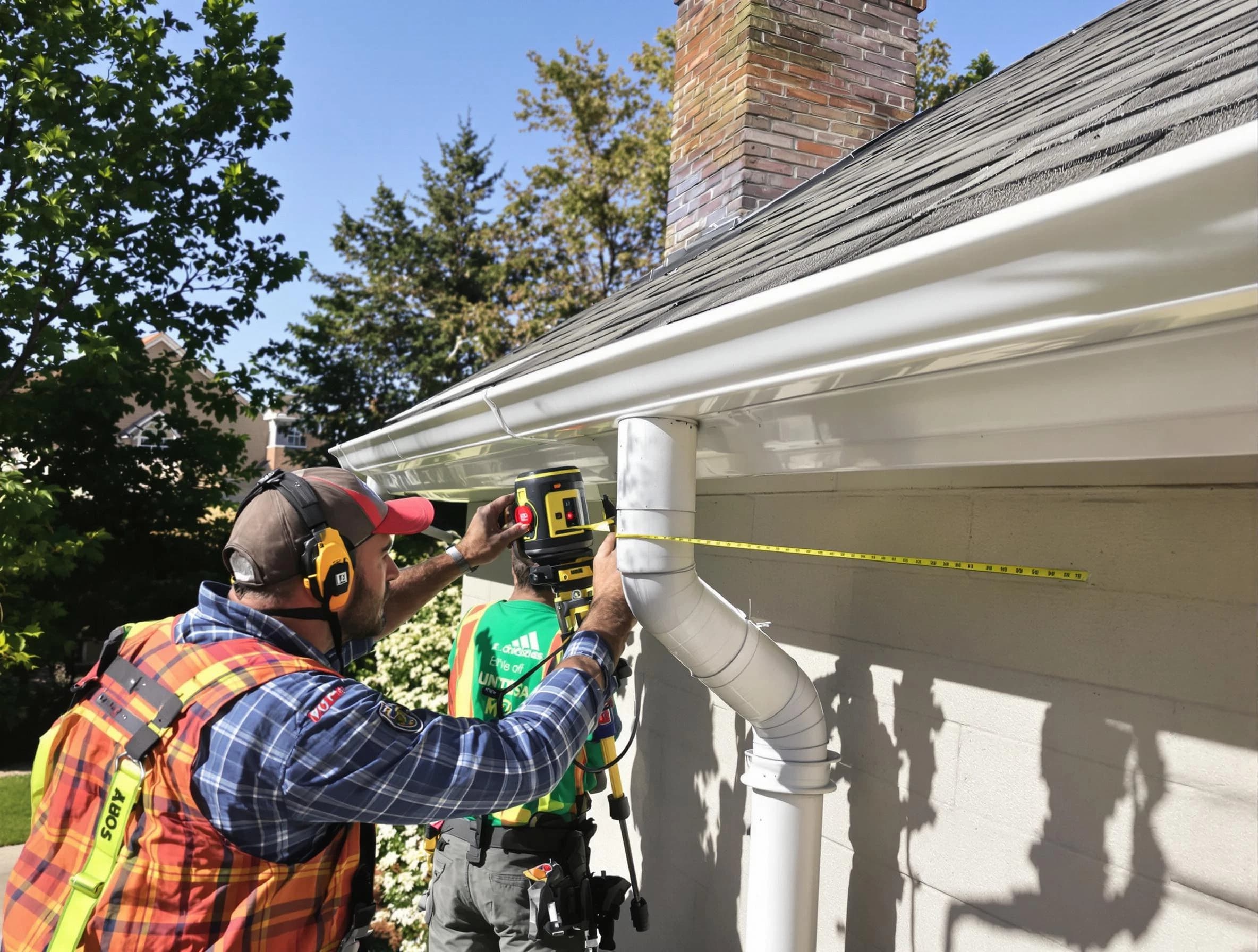 Mentor Roofing Company installing downspouts at a property in Mentor, OH