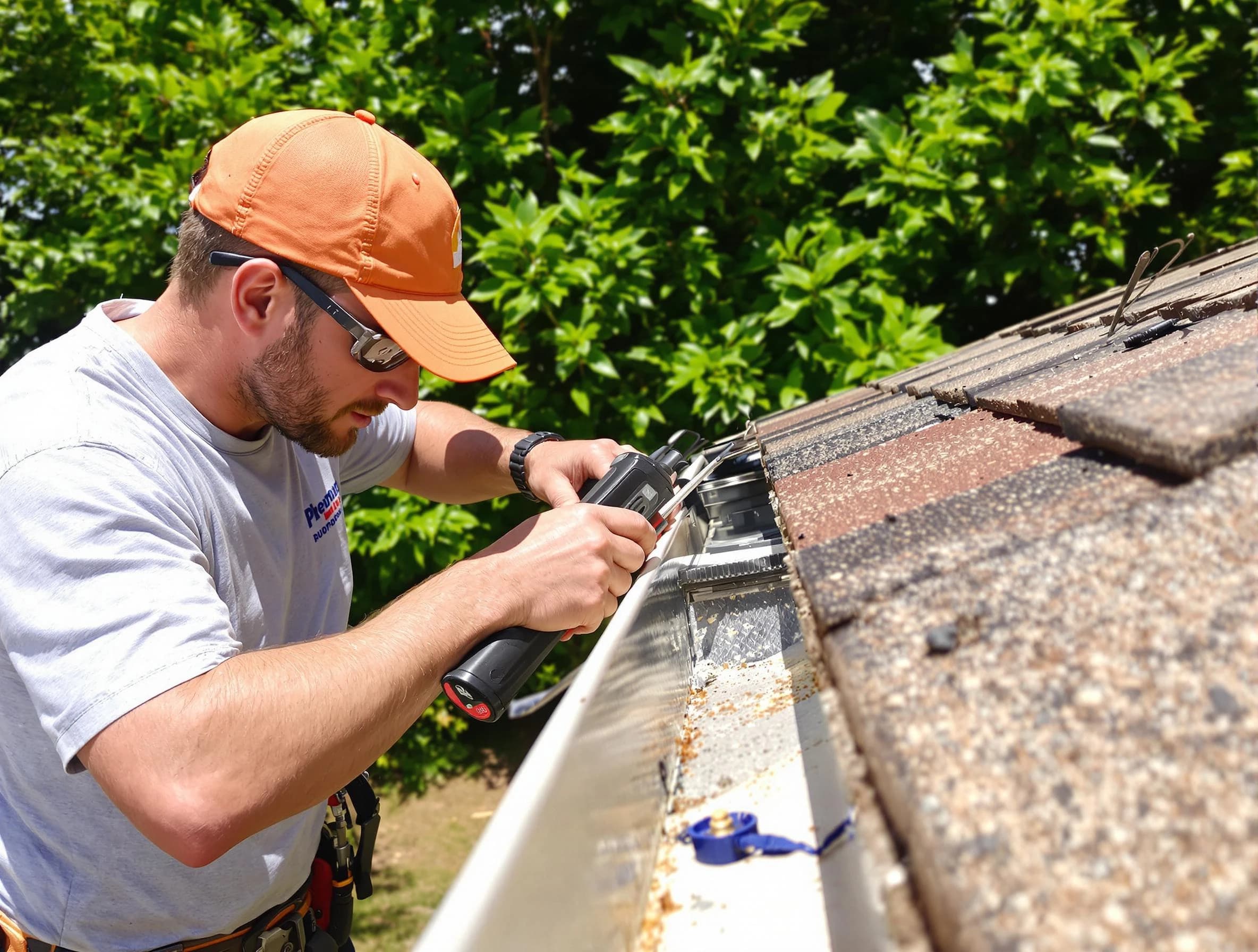 Mentor Roofing Company specialists conducting a gutter repair in Mentor, OH