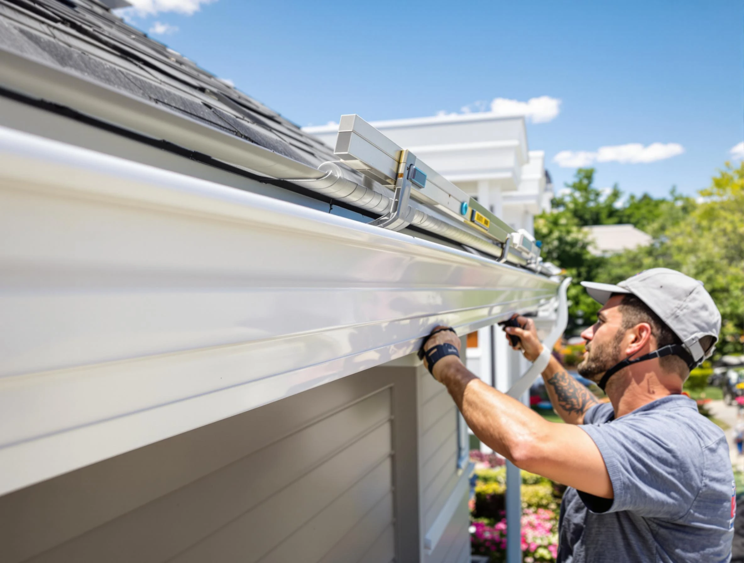 Newly installed gutters by Mentor Roofing Company for a home in Mentor, OH